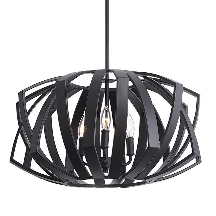 Uttermost Thales Black Geometric 3 Light Pendant